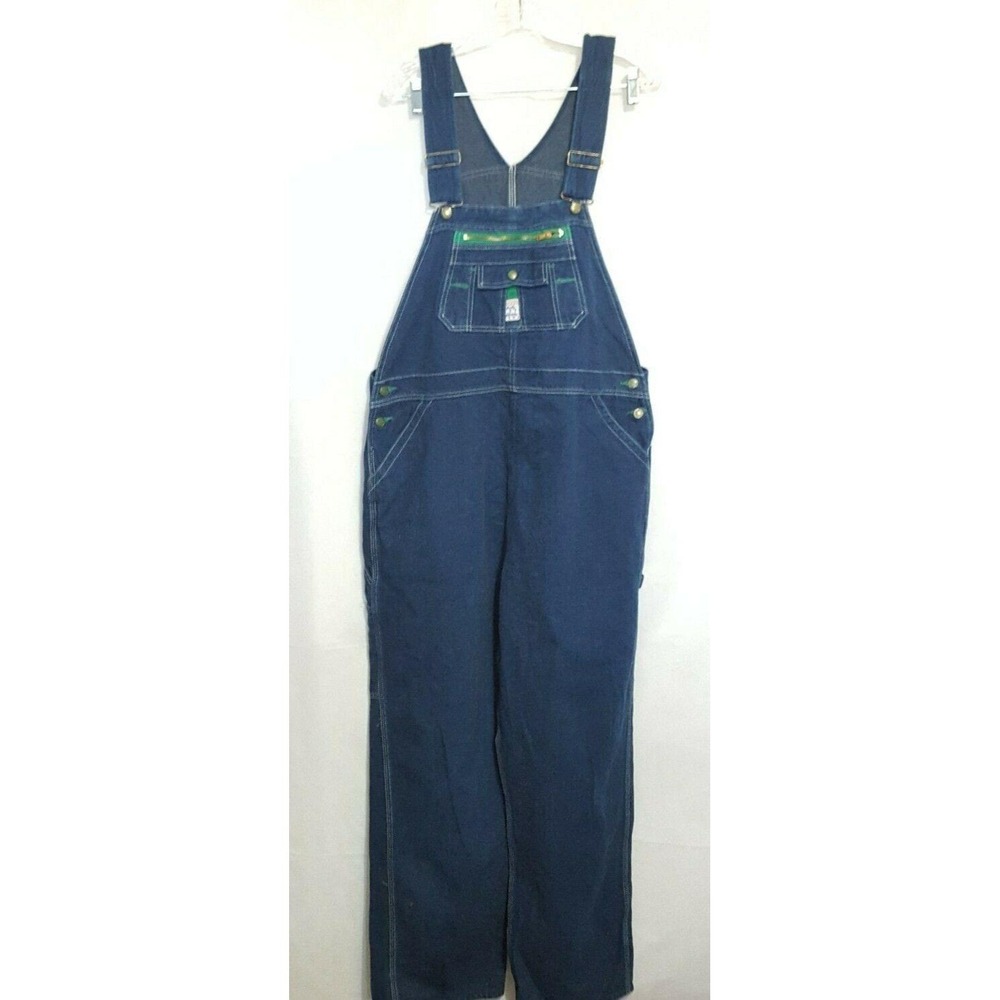 Overalls Vintage Lady Liberty Blue Denim Bib  Sz 20 Tall Hippie Festival Jeans